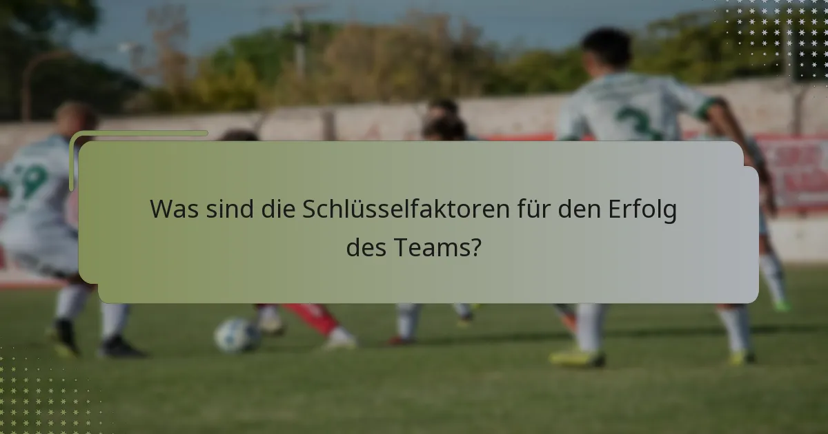 Was sind die Schlüsselfaktoren für den Erfolg des Teams?