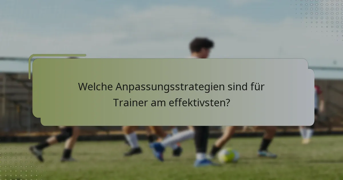 Welche Anpassungsstrategien sind für Trainer am effektivsten?