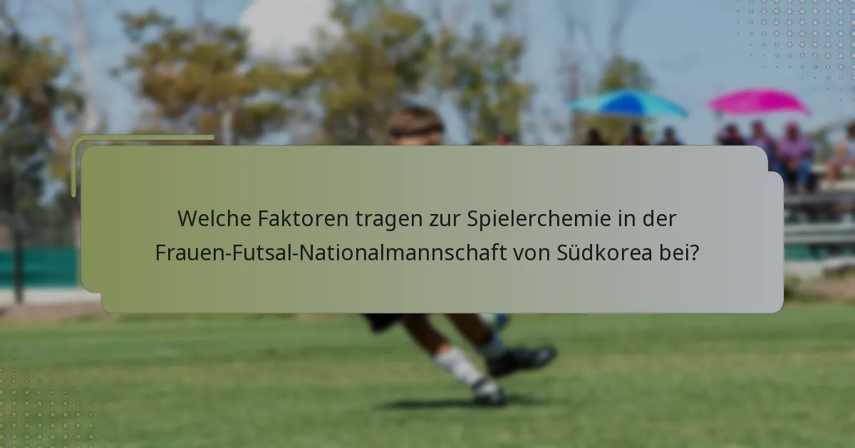 Welche Faktoren tragen zur Spielerchemie in der Frauen-Futsal-Nationalmannschaft von Südkorea bei?